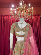 Champagne Gold Embroidered Floral Lehenga Choli Set