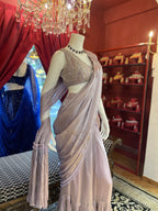 Lilac ruffle drape Saree