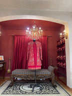 Magenta Floral Heavily Embroidered Kurta & Indo-Western Jacket Set