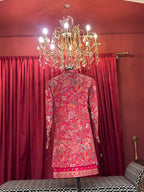 Magenta Floral Heavily Embroidered Kurta & Indo-Western Jacket Set