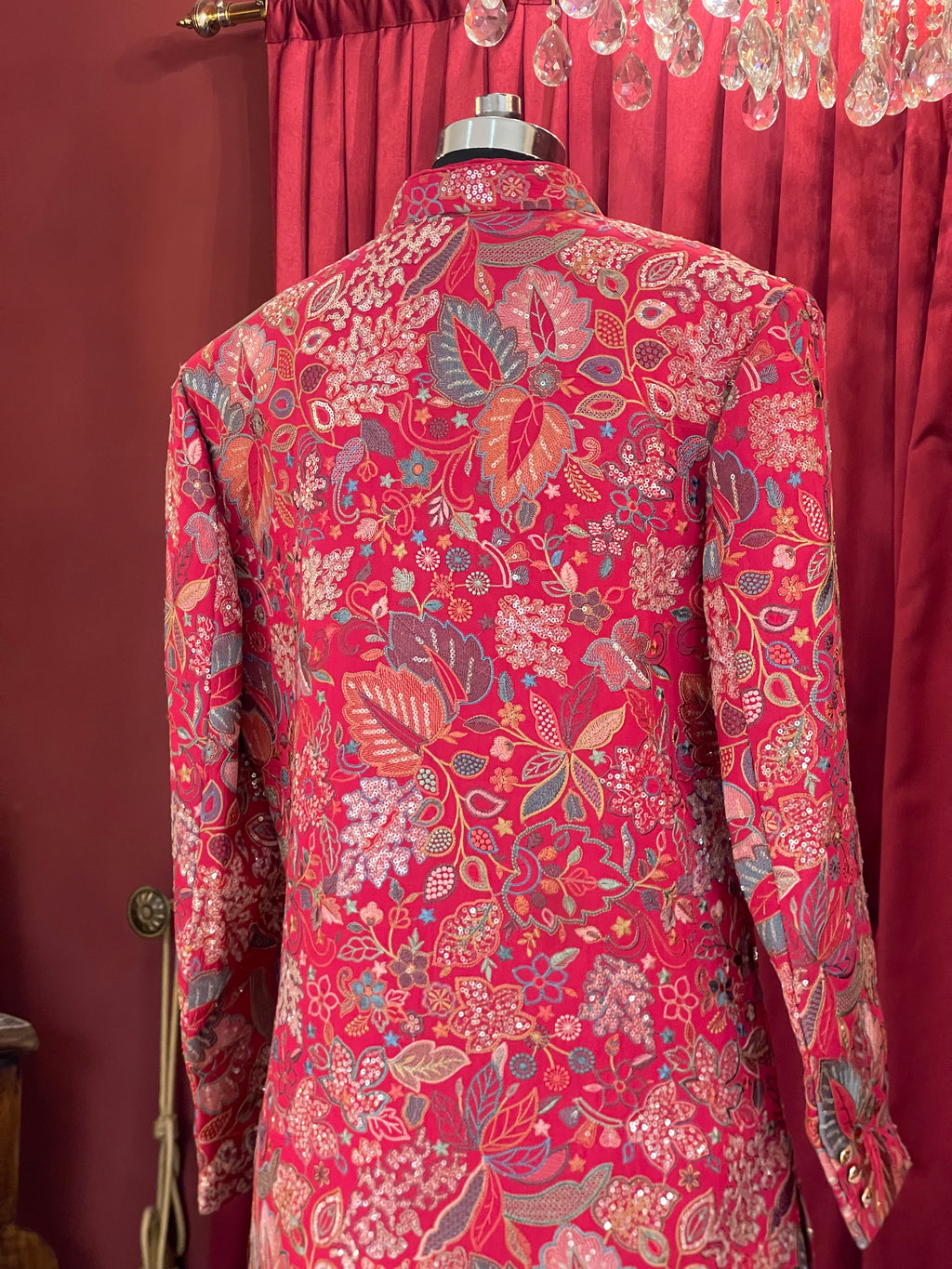 Magenta Floral Heavily Embroidered Kurta & Indo-Western Jacket Set
