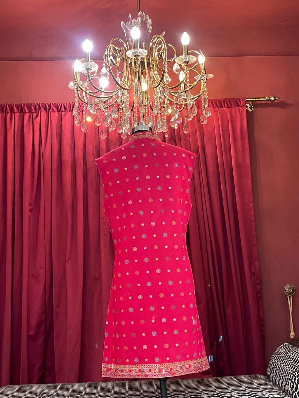 Magenta Floral Heavily Embroidered Kurta & Indo-Western Jacket Set