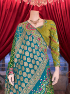 Green Bandhani Mirror Work Set
