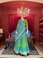 Green Bandhani Mirror Work Set