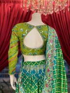 Green Bandhani Mirror Work Set