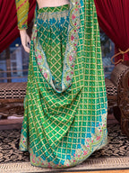 Green Bandhani Mirror Work Set