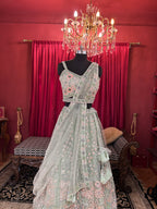 Mint Green Embroidered Lehenga Set