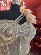 Champagne Crystal Corset One Shoulder Lehenga