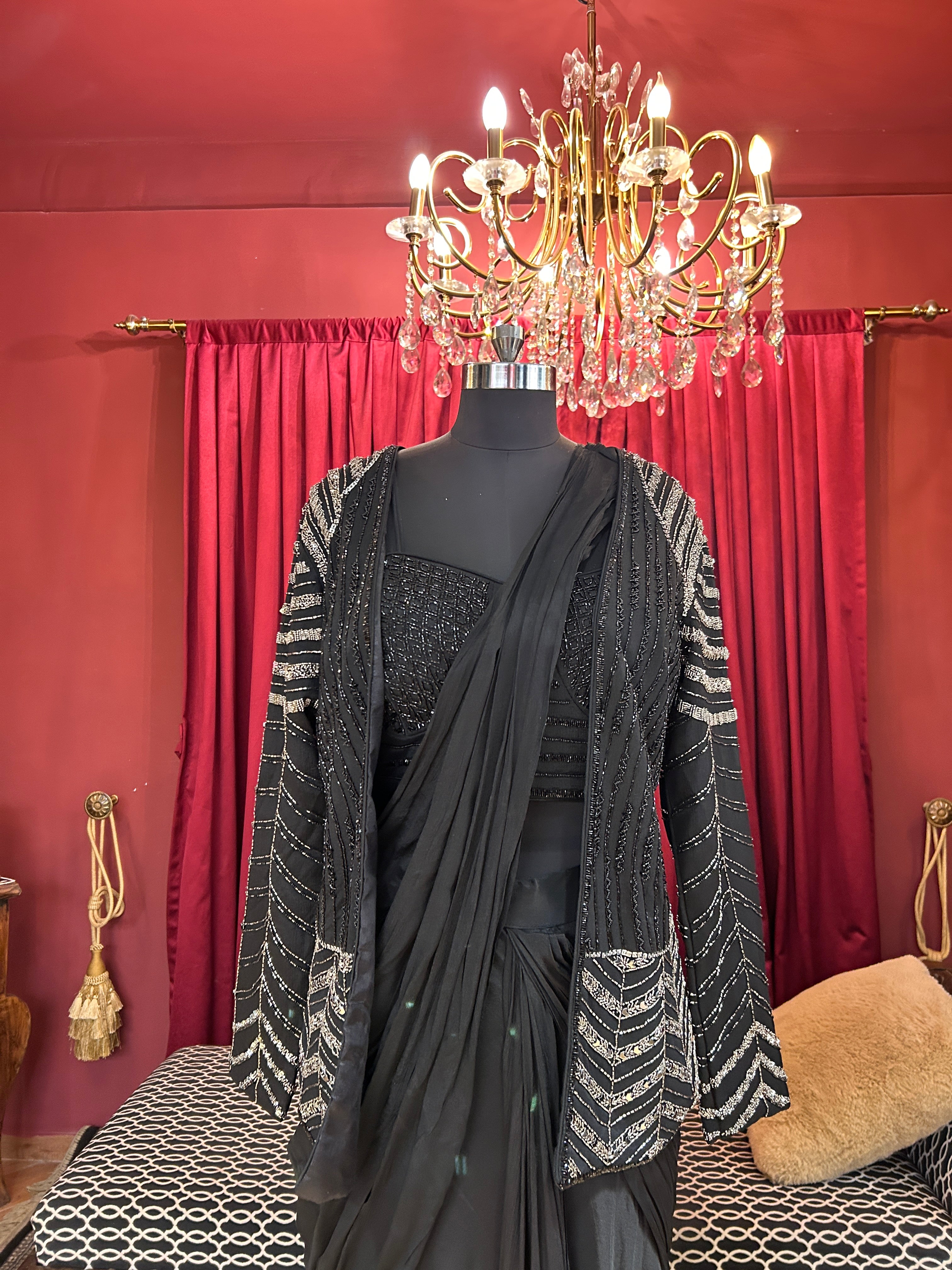 Midnight Drape with Statement Jacket