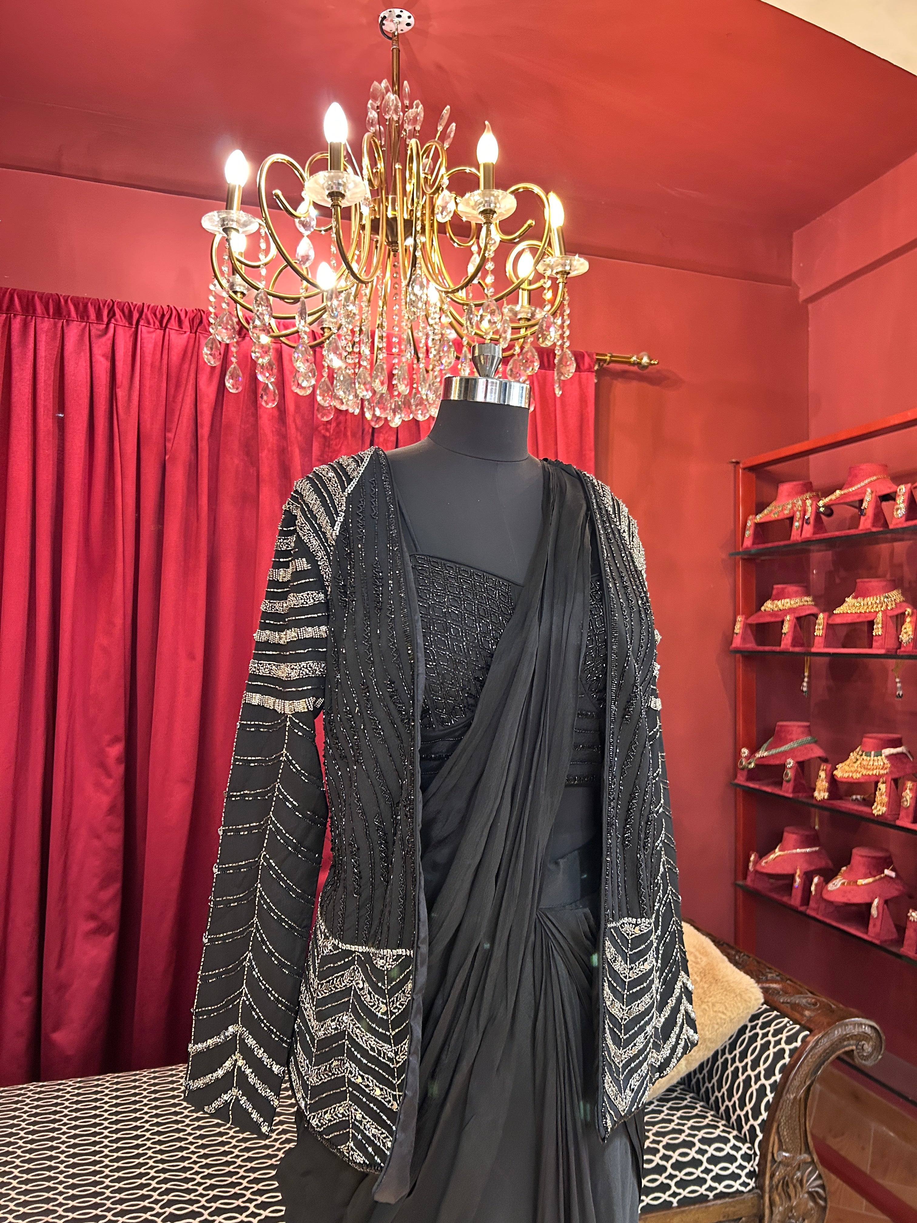 Midnight Drape with Statement Jacket