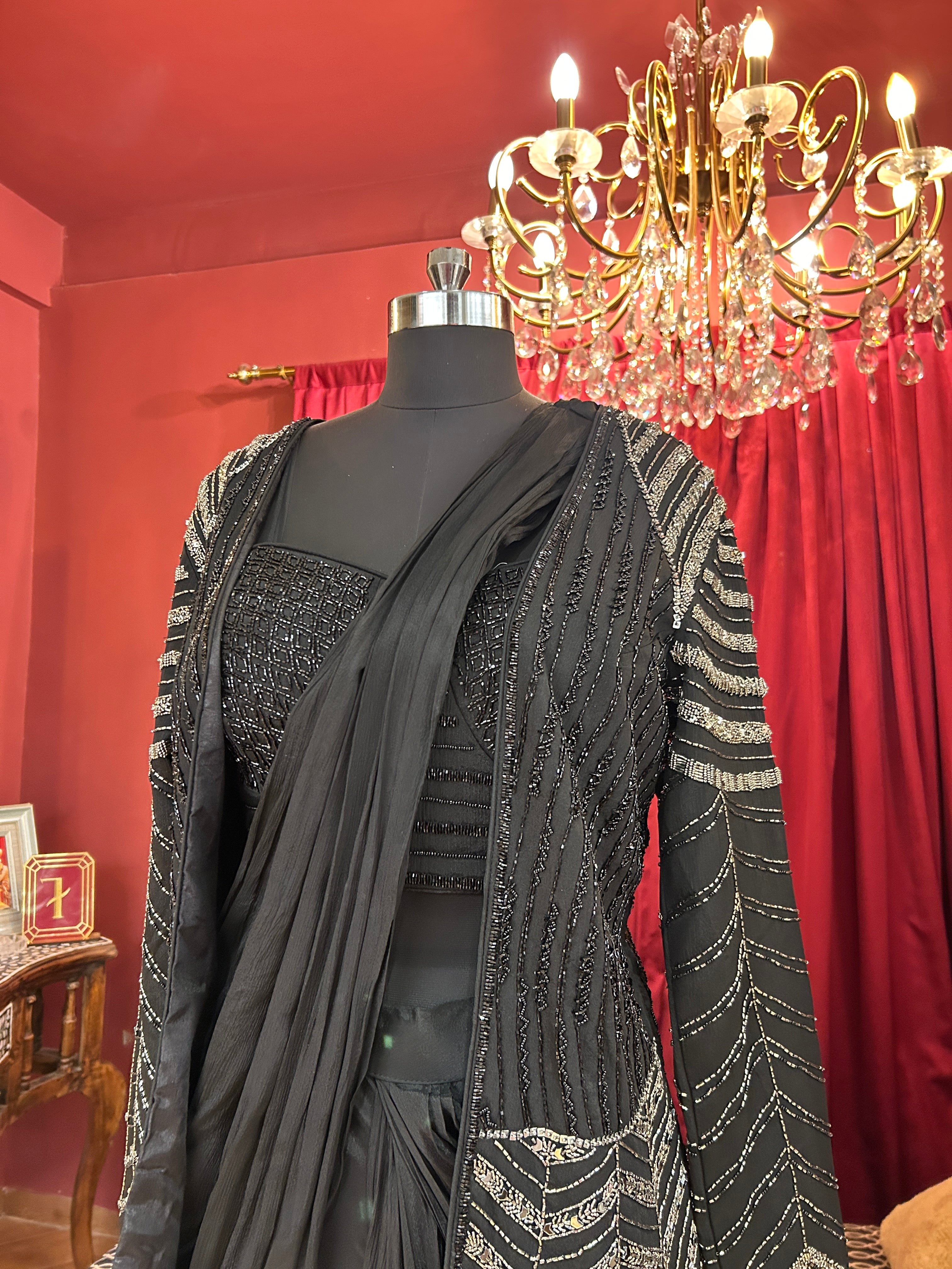 Midnight Drape with Statement Jacket