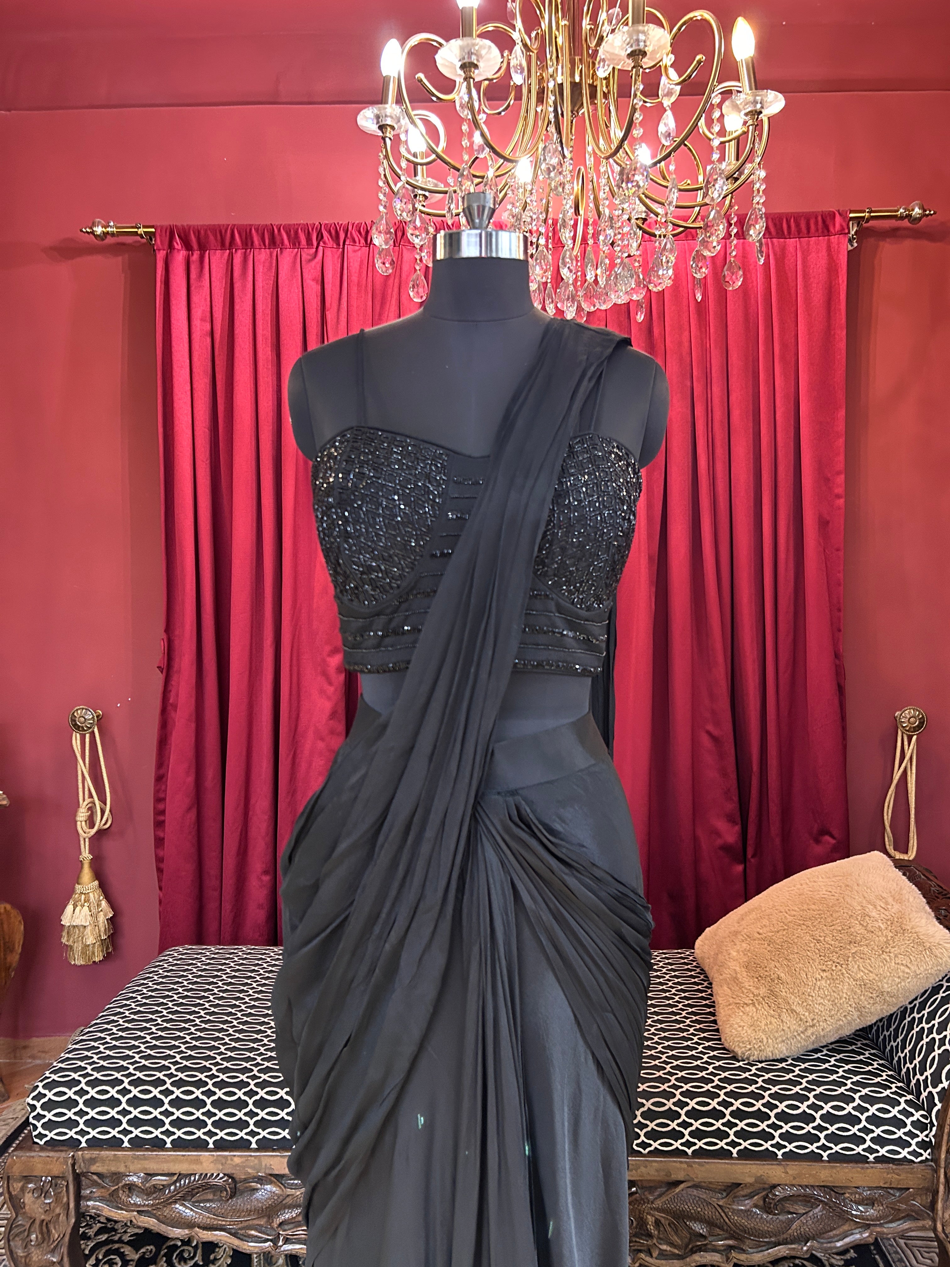 Midnight Drape with Statement Jacket