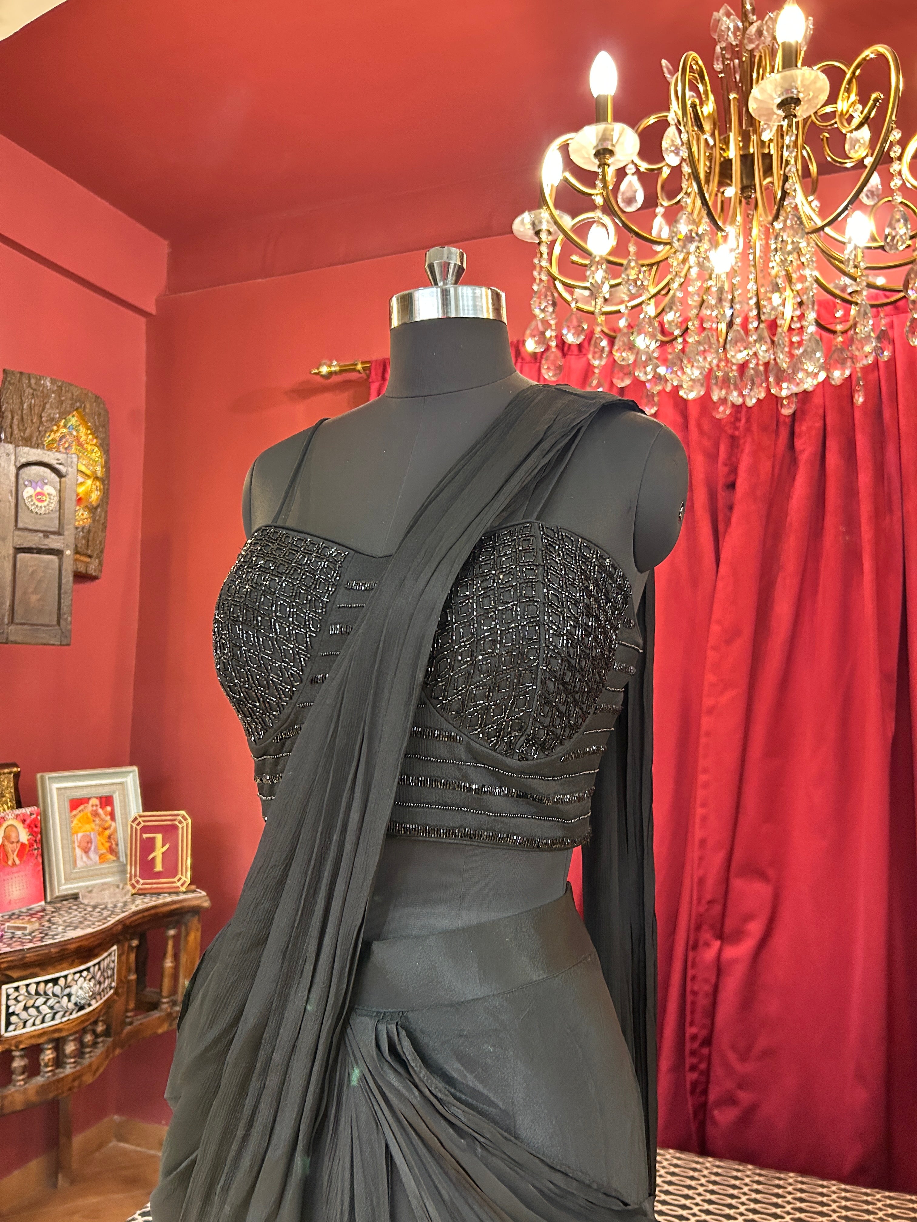 Midnight Drape with Statement Jacket