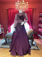 Wine Full Sleeves Gown