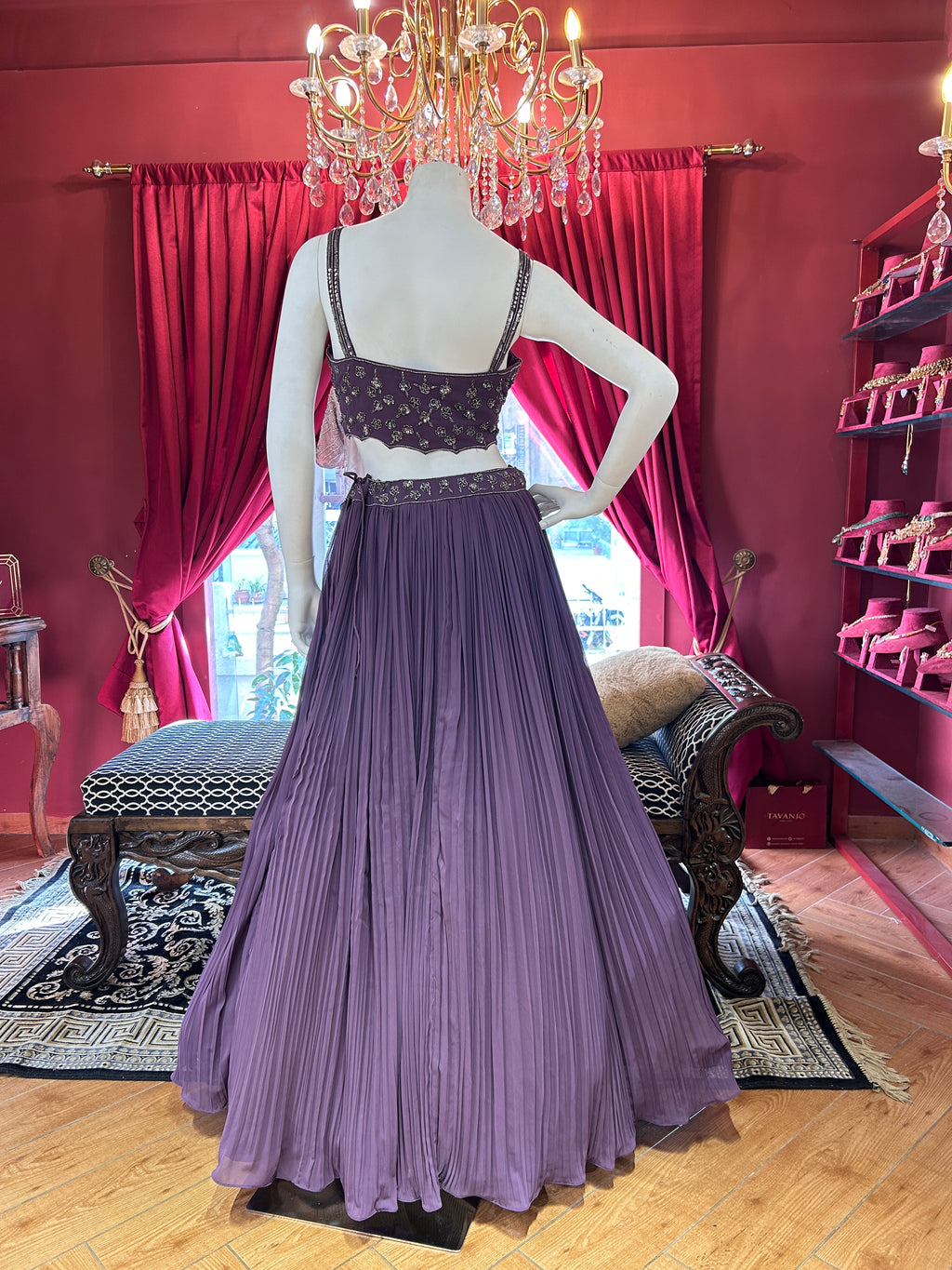 Plum Pleated Lehenga Set