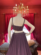 Plum Pleated Lehenga Set