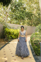 Blue Printed Shell Detail Lehenga