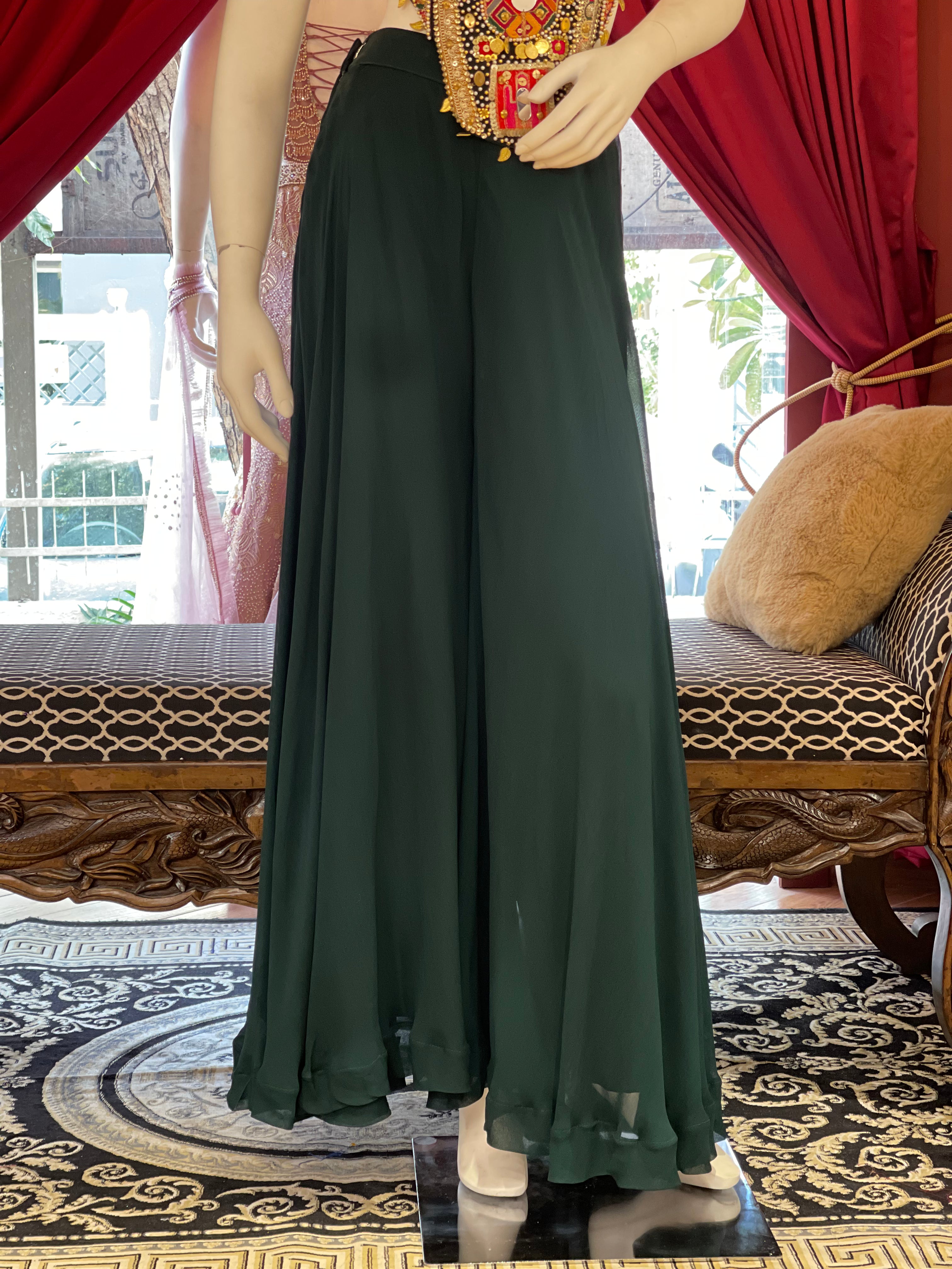 Green Mirror Work Plazzo Set