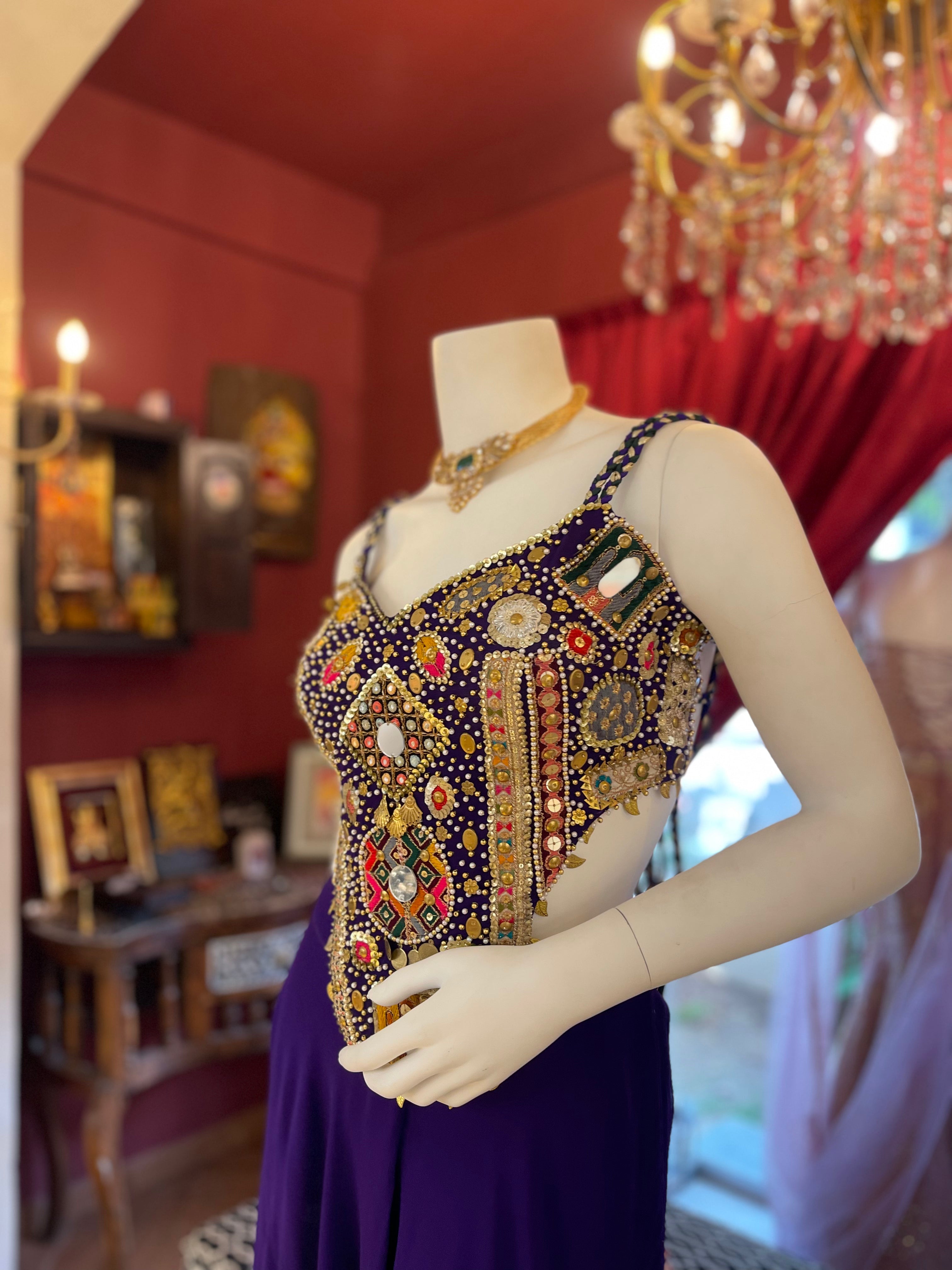 Purple Mirror Work Plazzo Set X Orepiya