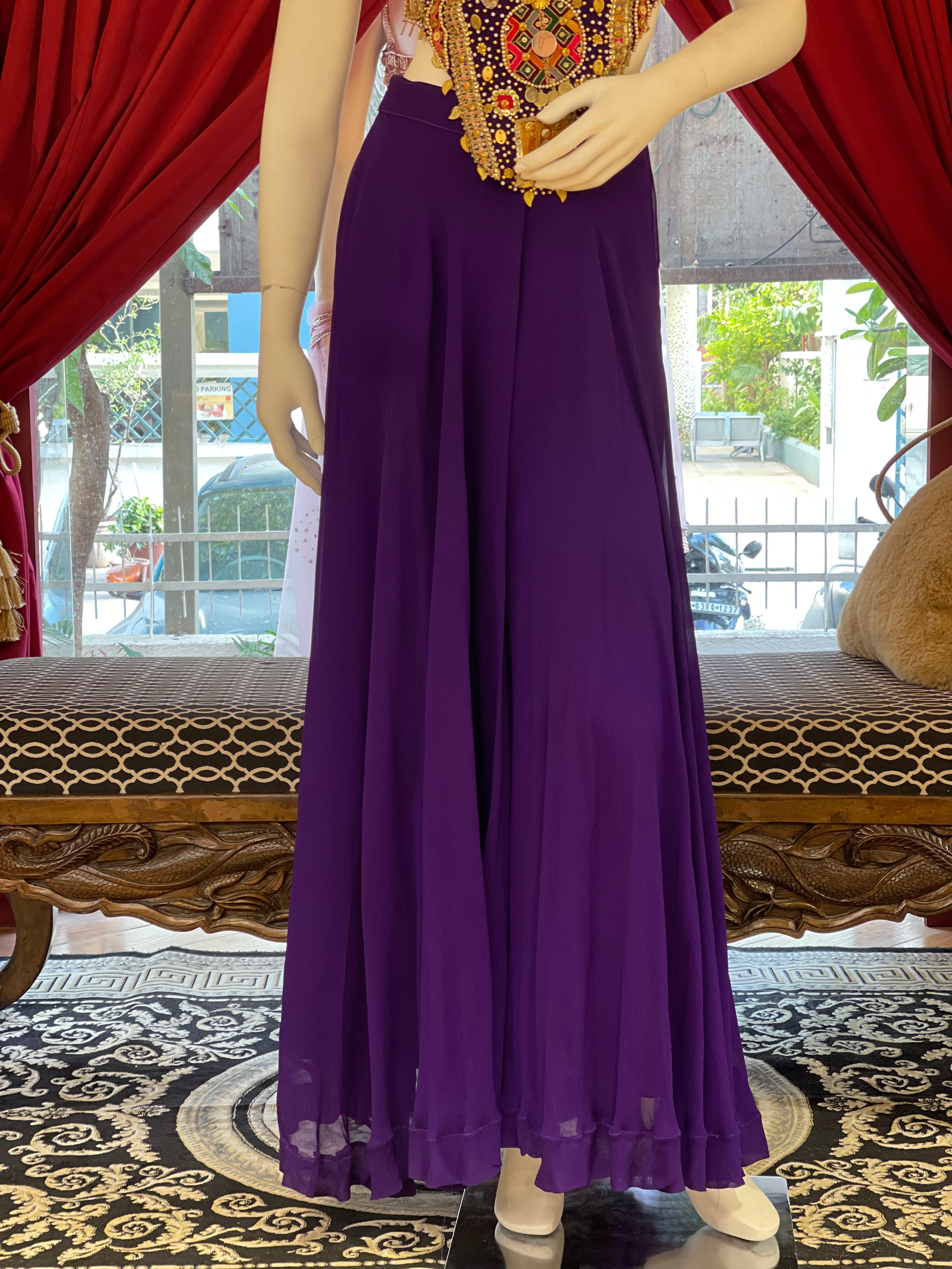 Purple Mirror Work Plazzo Set X Orepiya