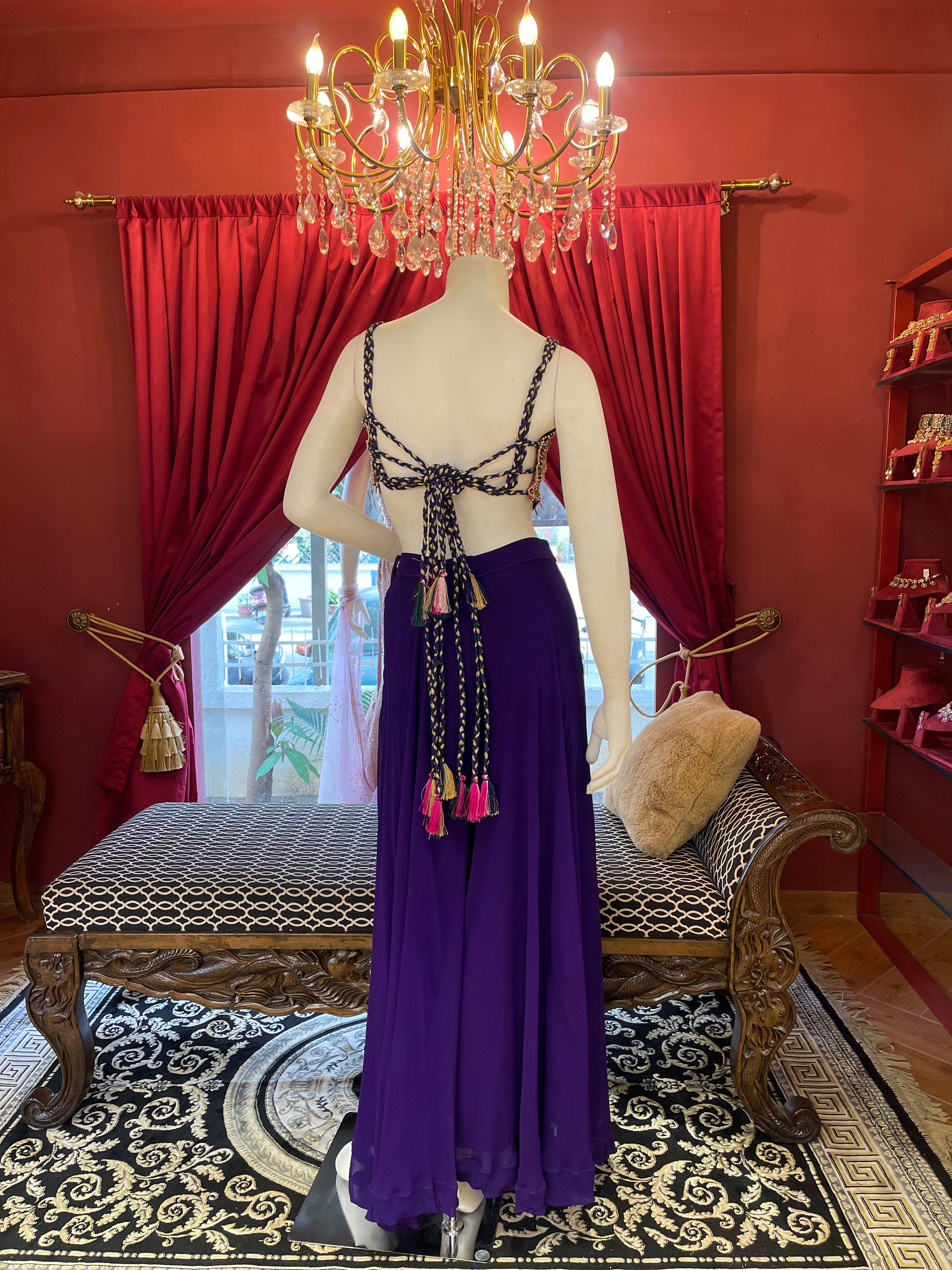 Purple Mirror Work Plazzo Set X Orepiya