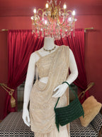 Pearl White Draped Sequin Saree Gown X Orepiya