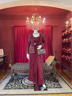 Wine Draped Saree with Jacket