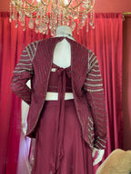 Wine Draped Saree with Jacket