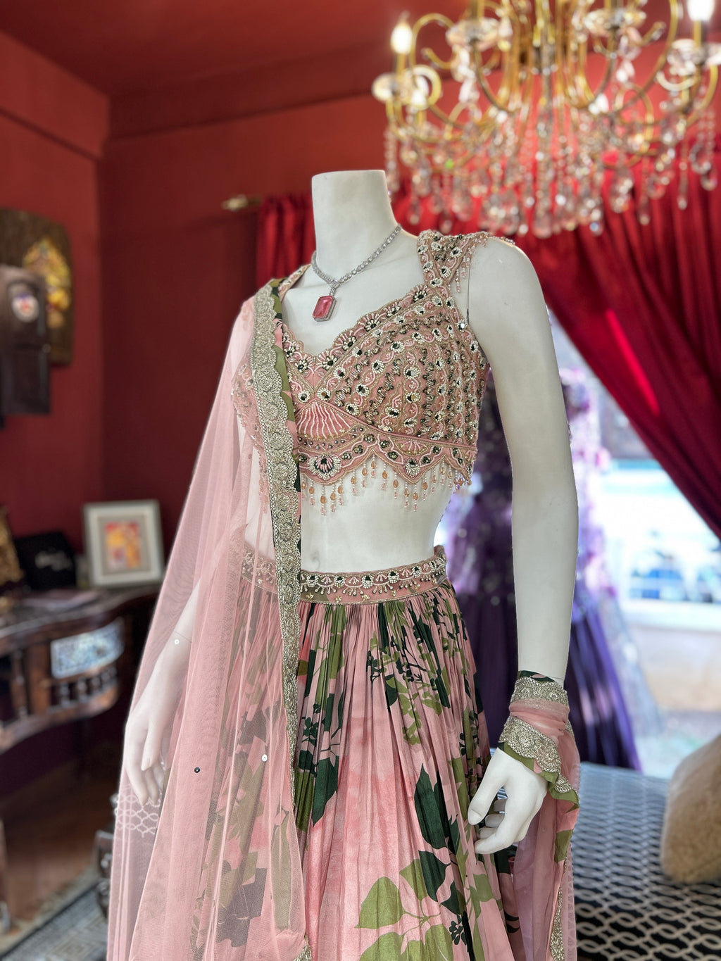 Blush Pink Garden Lehenga Set