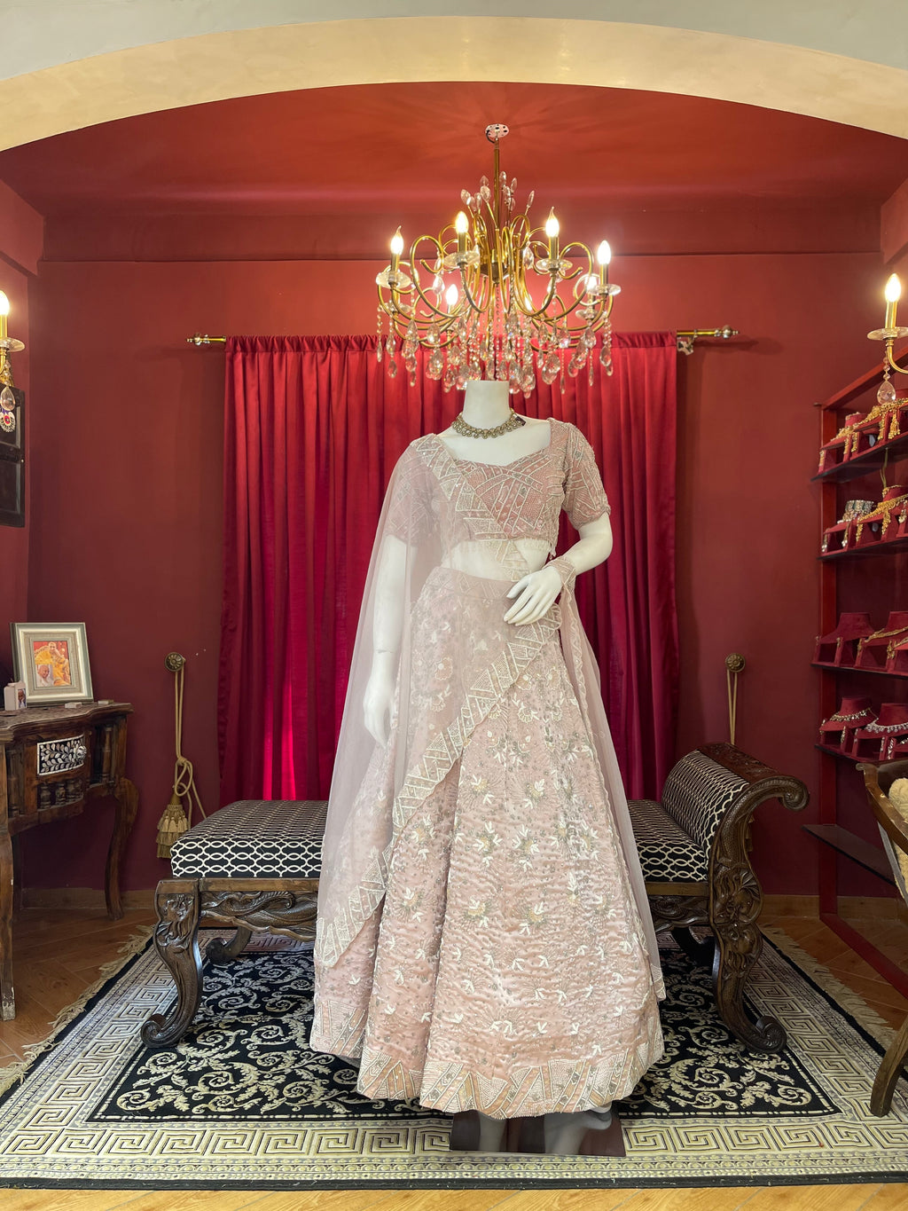 Pastel Pink White Silver Work Lehenga