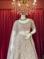 Pastel Pink White Silver Work Lehenga