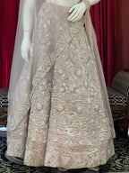 Pastel Pink White Silver Work Lehenga