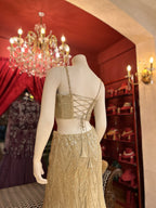 Golden Sequin Co-ord Set with Statement Blouse