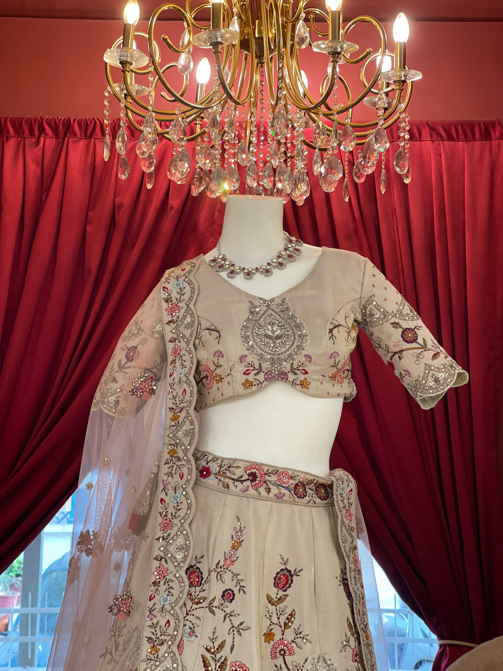 Pastel Floral Threadwork lehenga