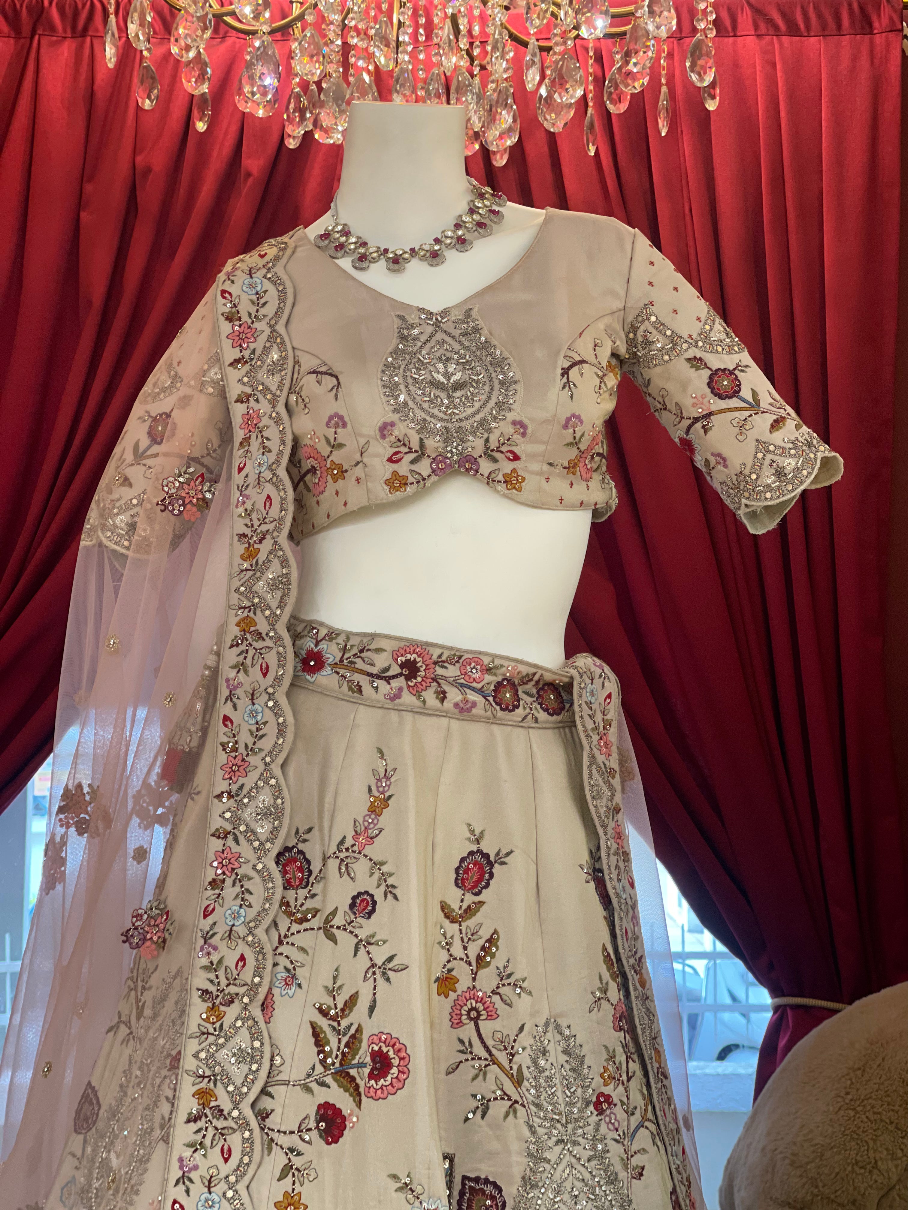 Pastel Floral Threadwork lehenga