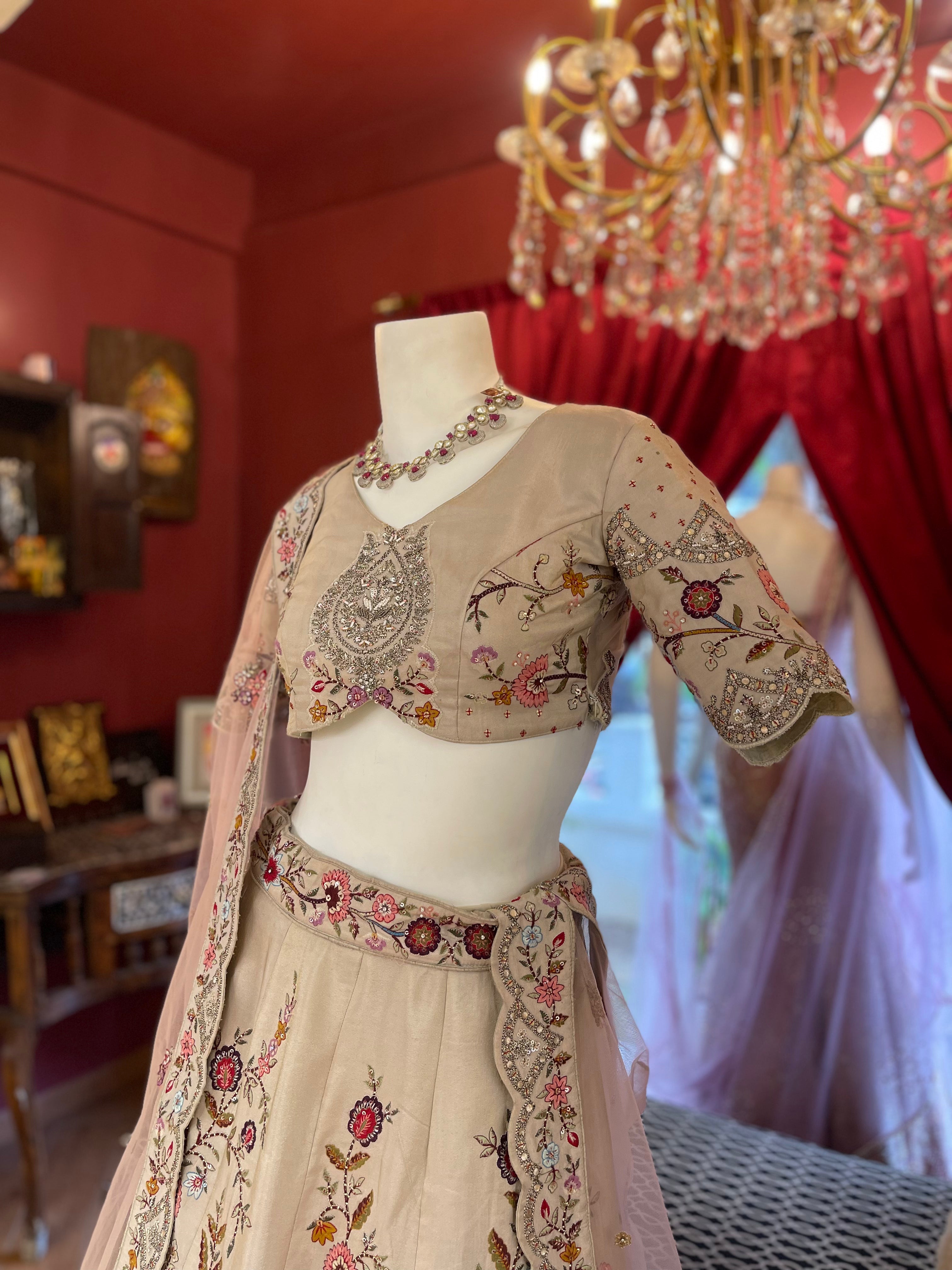 Pastel Floral Threadwork lehenga