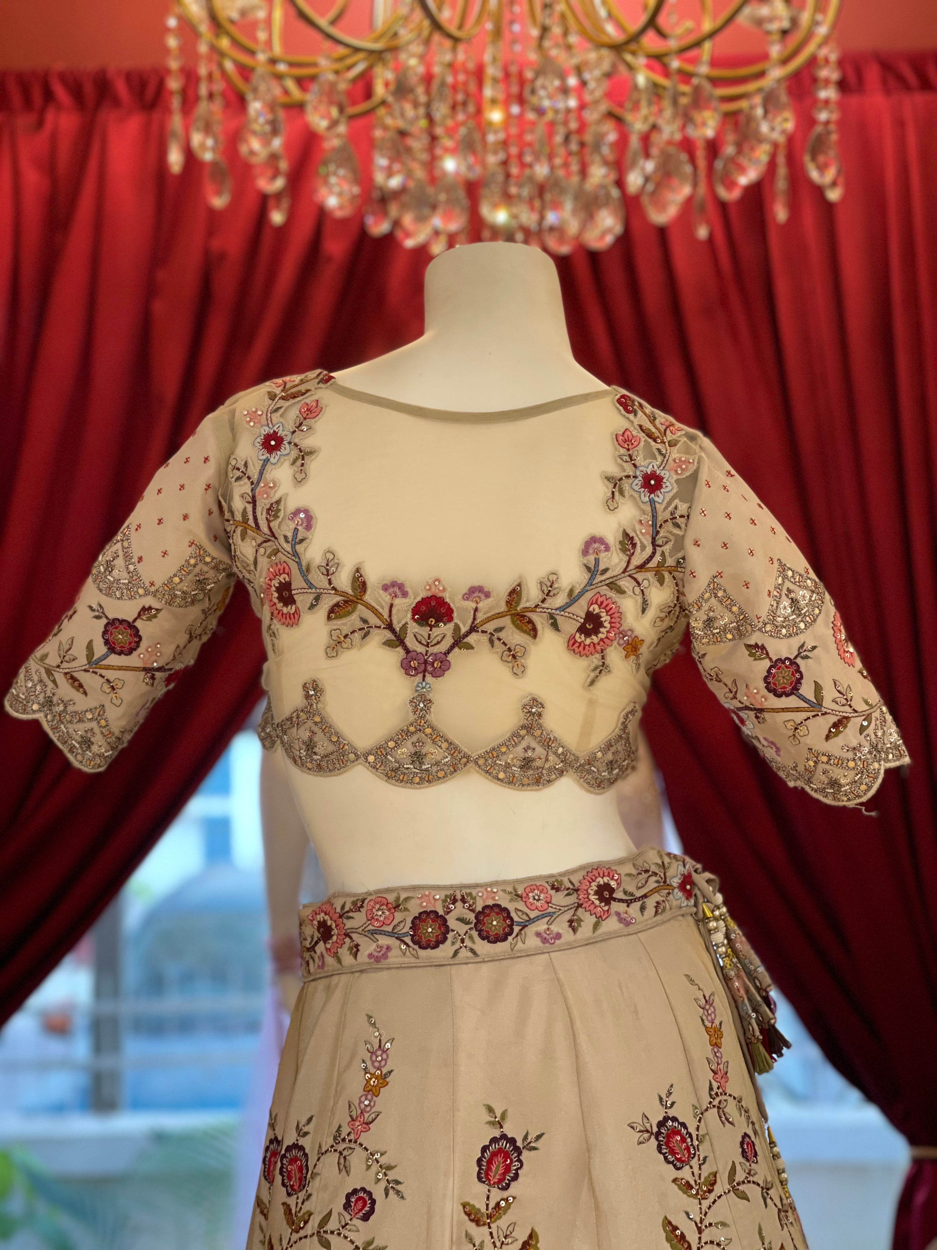 Pastel Floral Threadwork lehenga