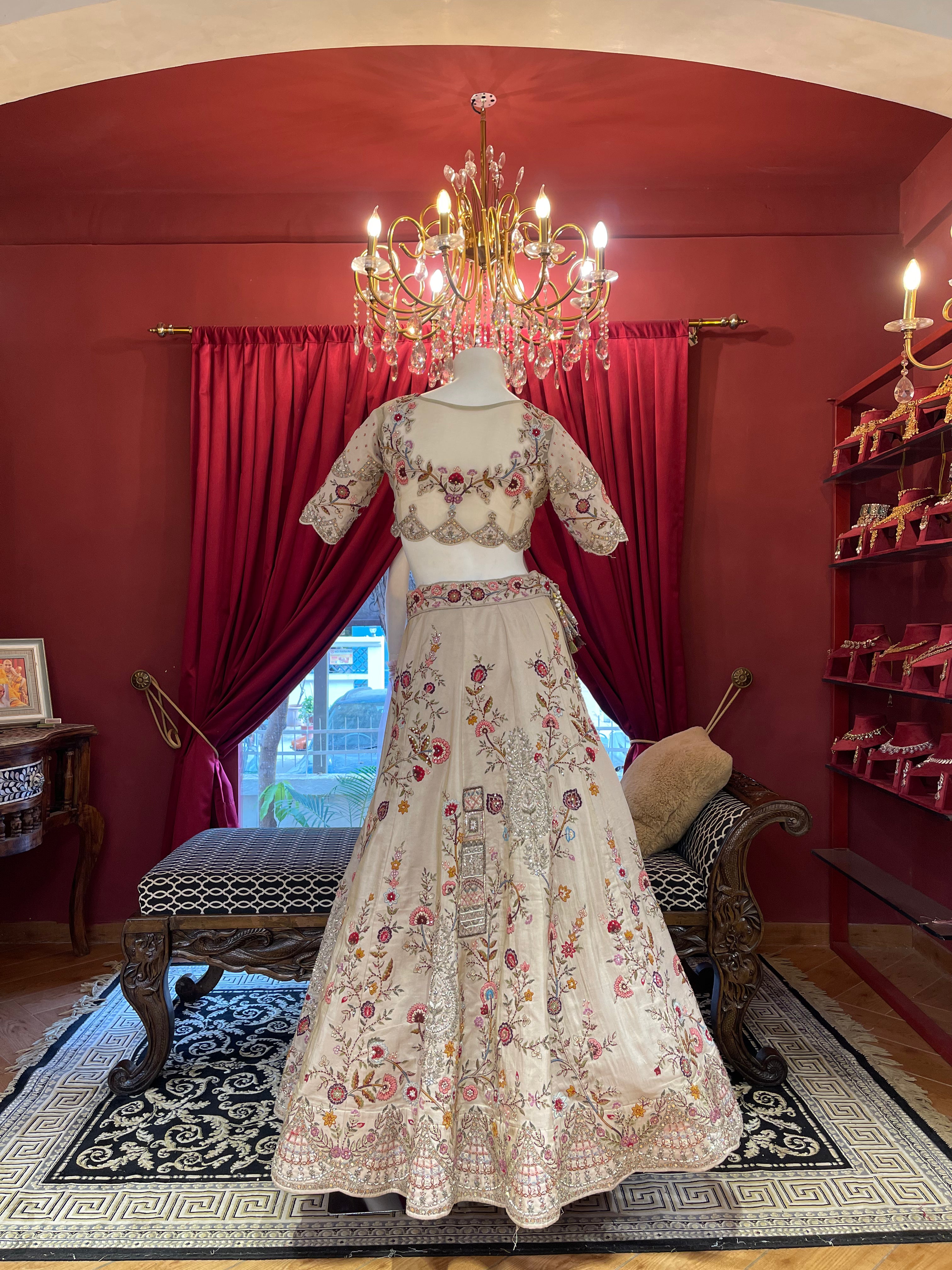 Pastel Floral Threadwork lehenga