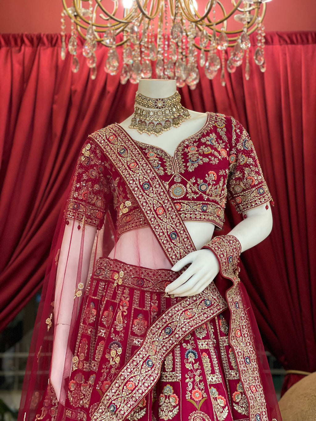 Rani Bridal Zardozi Work Lehenga