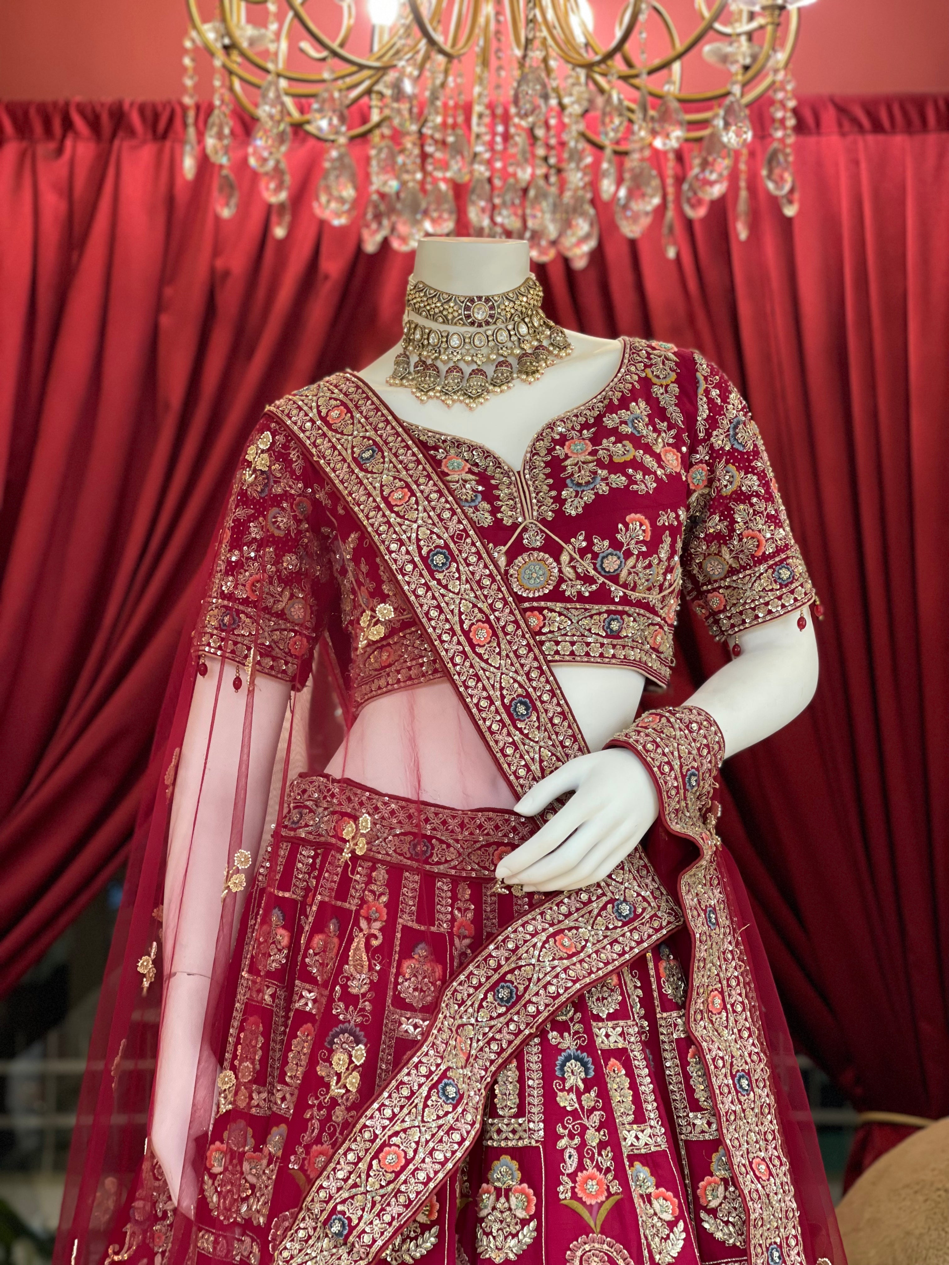 Rani Bridal Zardozi Work Lehenga