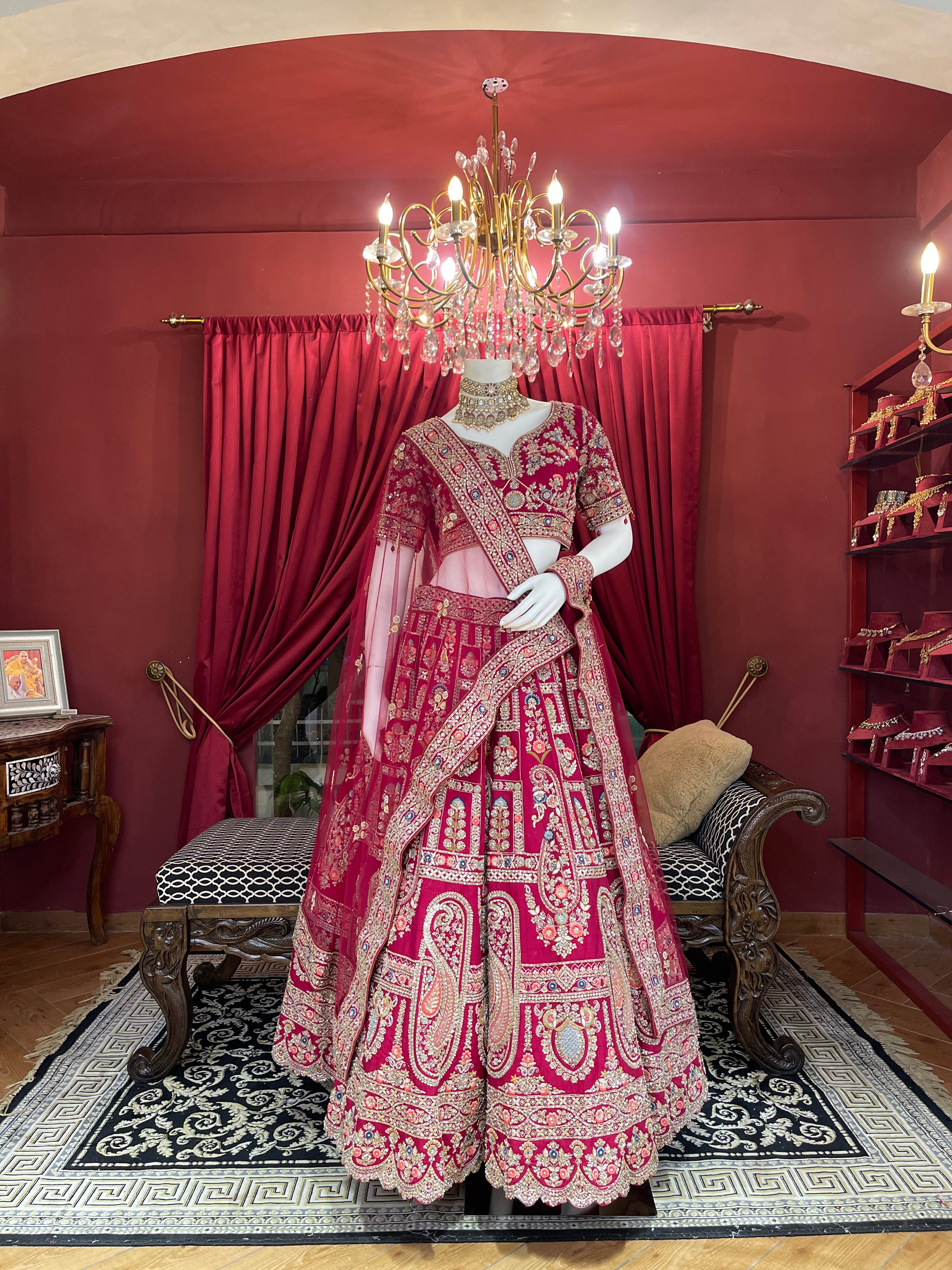 Rani Bridal Zardozi Work Lehenga