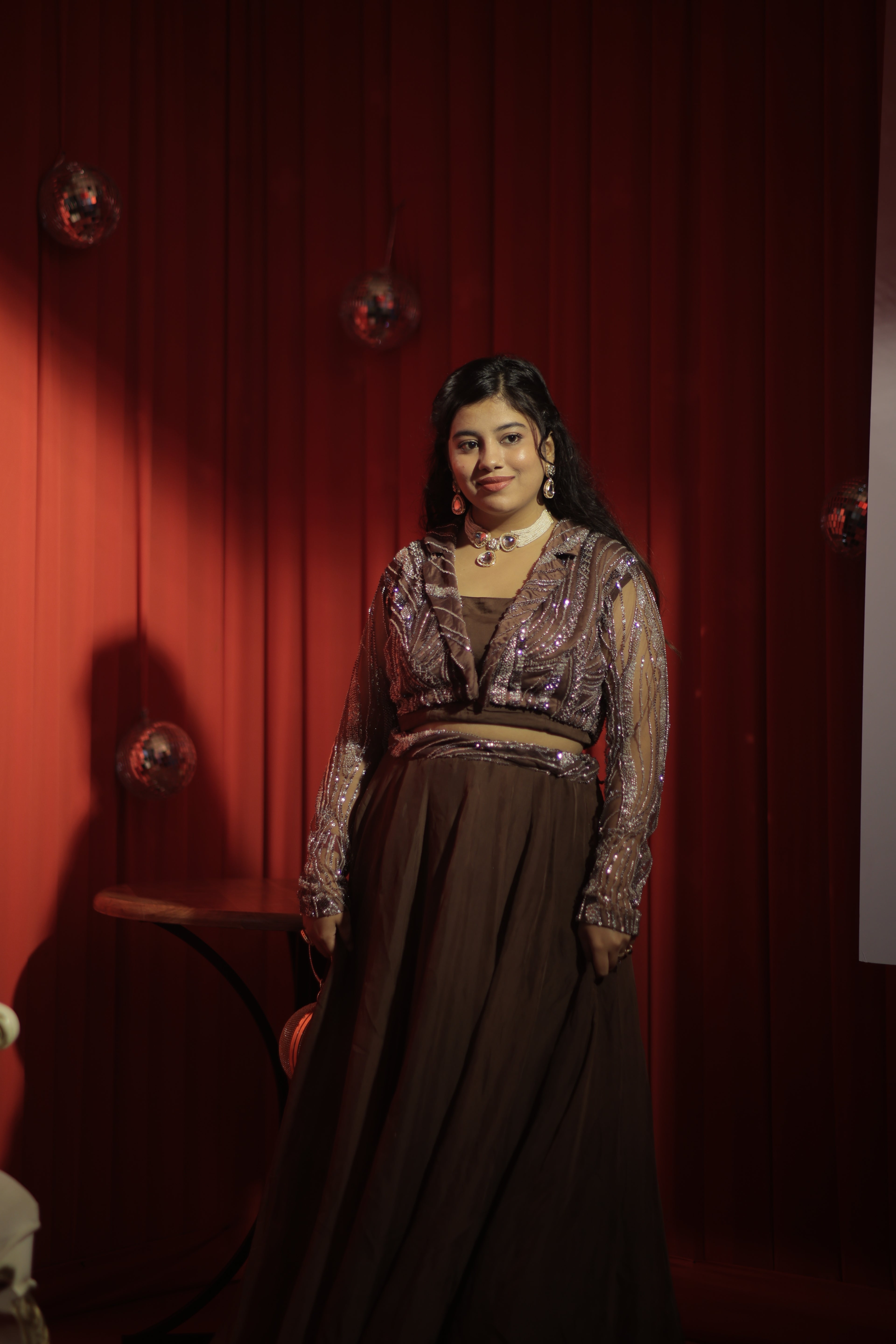 Metallic Bronze Sequin Jacket Lehenga Set