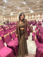 Olive Floral Palazzo With Full Work Jacket X Orepiya
