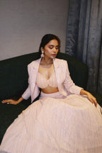 Blush Pink Sequin Jacket Lehenga Set