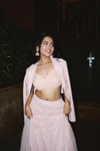 Blush Pink Sequin Jacket Lehenga Set
