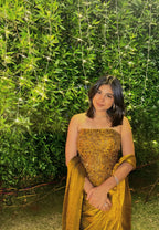 Gold Drape Saree with Beadwork Blouse X Riddhi