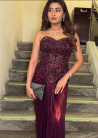 Crimson Corset Drape Set X Meggha Bhatti