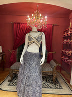 Blue Printed Shell Detail Lehenga