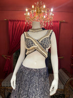 Blue Printed Shell Detail Lehenga