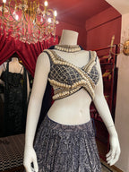 Blue Printed Shell Detail Lehenga